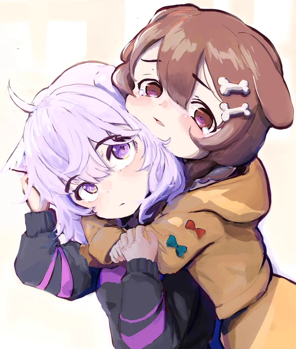 #おかころ 
#できたてころね 
#絵かゆ
ころね:もうかえっちゃうの?
おかゆ:(え まだかえらないけどな…)
お茶でおなかタプタプ 