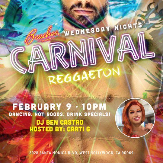 djben1pr's tweet photo. Tonight ! Tonight ! Tonight ! 

We party at Beaches WEHO for WEHO’S hottest REGGAETON NIGHT So come on down to CARNAVAL  and let’s get turnt up see you there !!! https://t.co/8pQ6zvZady