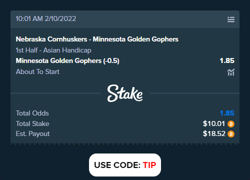Nebraska Cornhuskers - Minnesota Golden Gophers

Bet slip link: stake.com/sports/home?ii…

#NebraskaCornhuskers #MinnesotaGoldenGophers #ankr #bettingtipster