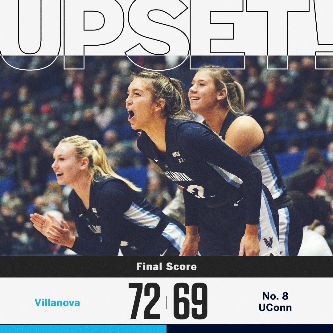 .<a href="/novawbb/">Villanova WBB</a> UPSETS No. 8 UConn 72-69 on the road‼️