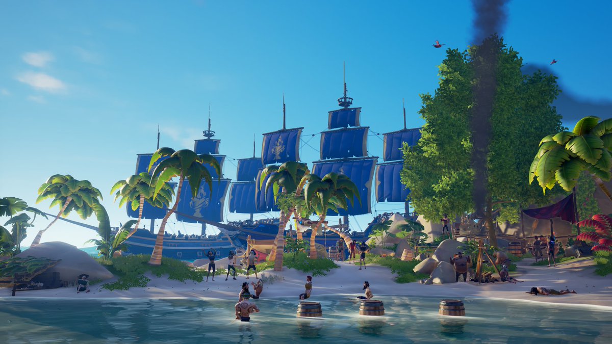 aguspena4's tweet photo. After an arduous day of battles, we now take advantage of resting on this beautiful island where we buy souvenirs, have a chat with Umbra and just enjoy this beautiful little stretch of an island

@SeaOfThieves #SoTShot @RareLtd https://t.co/XRUXZrvGIB