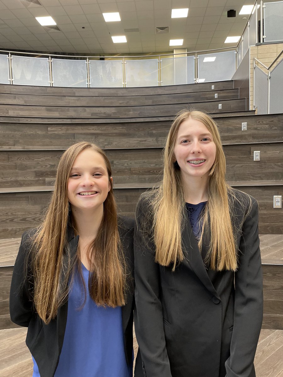 cougar_debate's tweet photo. Freshmen duo Grace Clark (left) and Miriam Demlow (right) put up an incredible performance today and placed in the top 8 of the District 5A Cross-Examination Debate contest today! 

Ladies, Cougar Speech &amp; Debate is SO PROUD of your hard work this season!#CougarPride https://t.co/tYvr1ZRGAB
