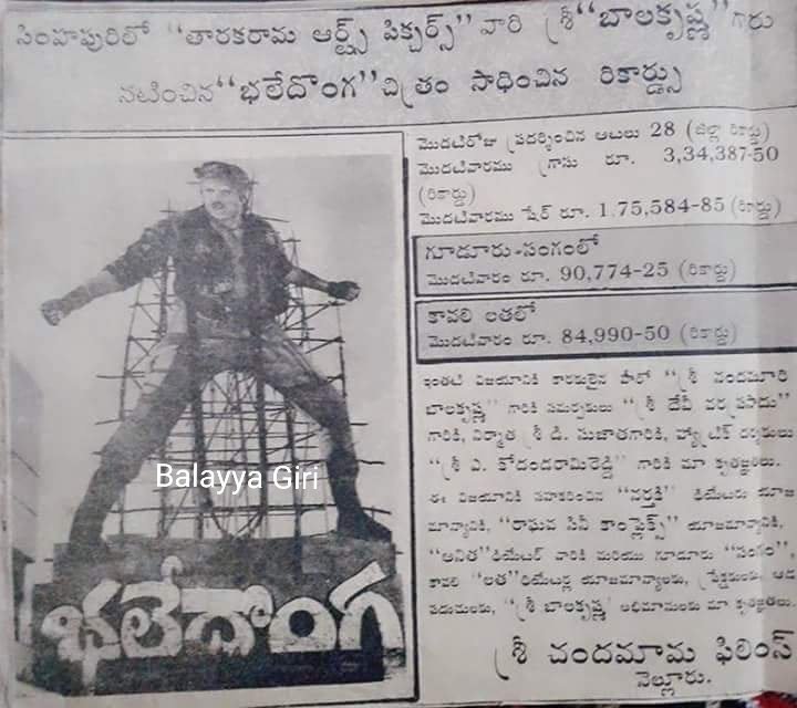 YANAMANDALAGIR1's tweet photo. 🌼33వసంతాల 💥నటసింహా యువరత్న నందమూరి బాలకృష్ణ💥
 సూపర్ హిట్ 🔥భలేదొంగ🔥 10-2-1989.
️🔸️1989సంవత్సరంలో అత్యధిక గ్రాస్ వసూళ్లు సాధించిన  చిత్రాలలో ఒకటిగా నిలిచిన చిత్రం🔸️ https://t.co/Bn25UuwgMa