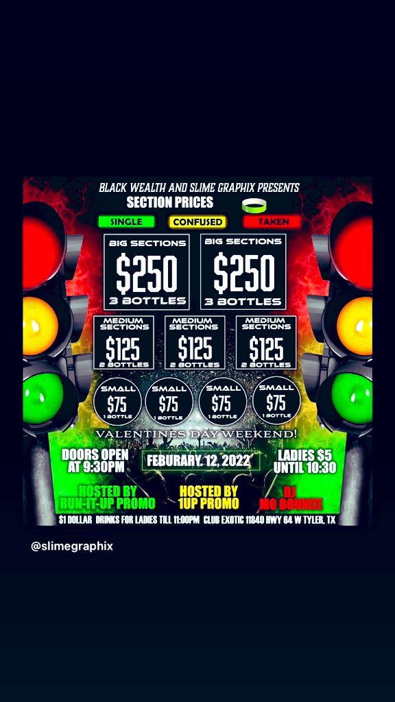 BWFBlacc's tweet photo. 🚨SATURDAY!! #SLPV-Day🚨
Presented by @BlackWealthFam & @Slimegraphix
Doors open at 9:30 ladies $5-10:30
Hosted by @1UPPromo
RunItUpPromo
@djmobounce
Club Exotic 11840 HWY 64 W Tyler, Tx
#BlackWealthPromo #WealthyBaddies #1UPPromo #RunItUPPromo https://t.co/yF5oPf8kGR