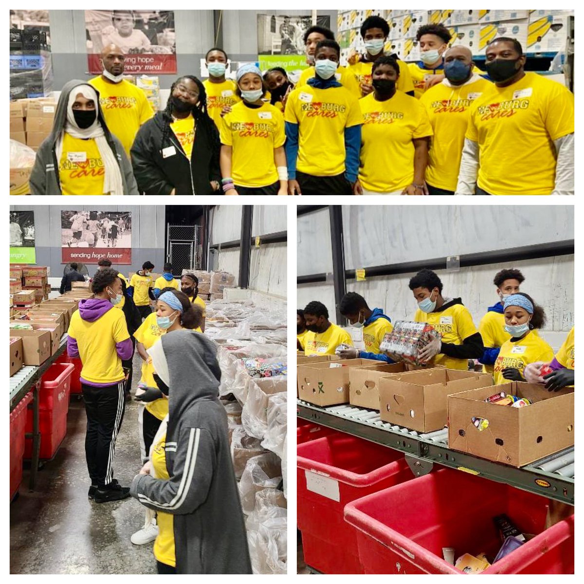 Nicole_Adell's tweet photo. Thanks to NMS Teacher, Damon Butler (Coach Doc) for orchestrating today’s service field trip to the @daretocarefb Distribution Ctr. Teaching Ss how to help with our community’s quest to end hunger is so important! #NewburgCares https://t.co/8YkrD5axwB