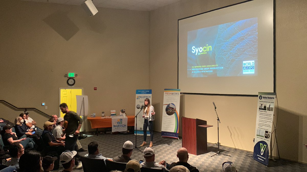 WETcenter's tweet photo. We’re welcoming our final company, Syocin, to the stage for their pitch!
There is LIVE Q&A following their pitch, and the event finishes up at 2:30 PM. Be sure to join us before it’s too late!
#WorldAgExpo #PitchEvent #HeritageComplex https://t.co/x71Ga4xaKm