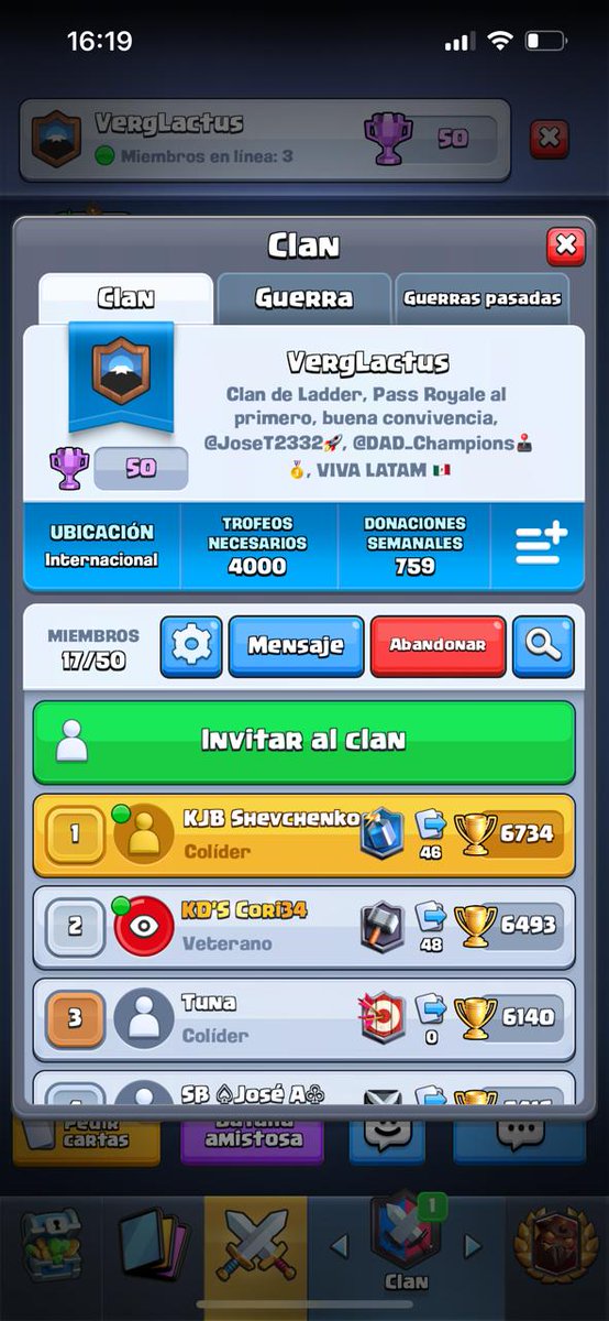 Hola a todos!
Les dejamos nuestro clan oficial junto con nuestro jugador @JoseT2332 ⚡

📍Pass Royale al primero en ladder🥇

link.clashroyale.com/invite/clan/es…