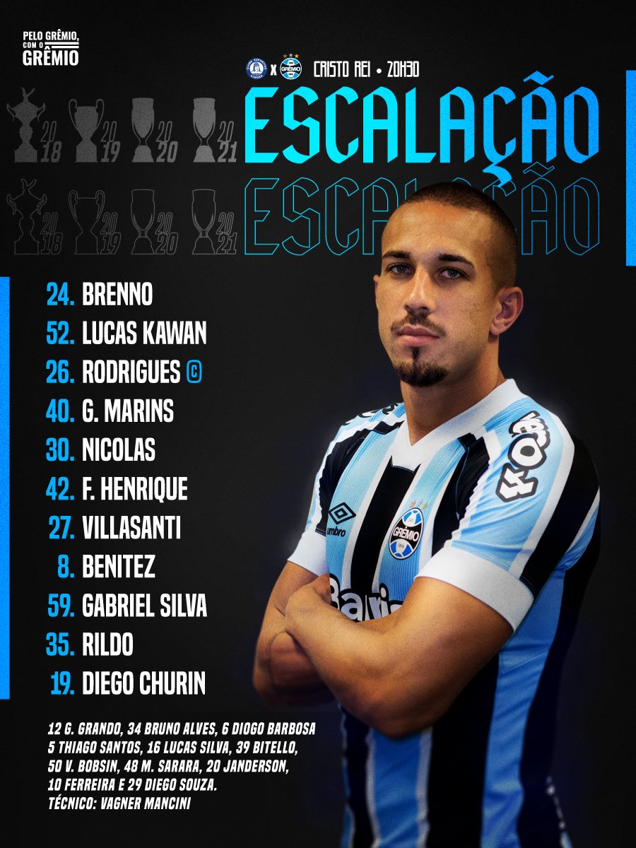 Grêmio FBPA - 📋ESCALAÇÃO DO TRICOLOR! 🇪🇪 #GEBxGRE