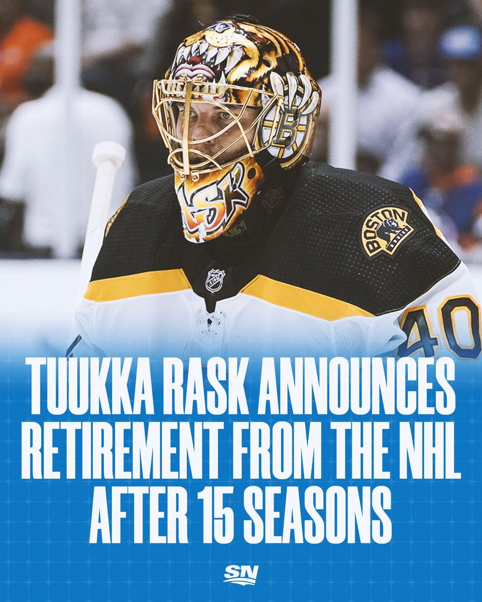 Sportsnet's tweet photo. Tuukka Rask officially calls it a career. https://t.co/HiJkugEMur