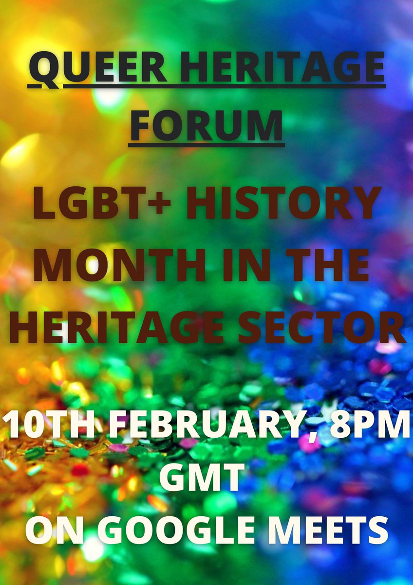 QHForum's tweet photo. This week's subject will be about LGBT+ History Month in the heritage sector. The topics of expression, diversity and activism will be explored. After the discussion, there will be an online party. 10th February, 8pm GMT :D DM us for the link. https://t.co/poATAY9Kyk
