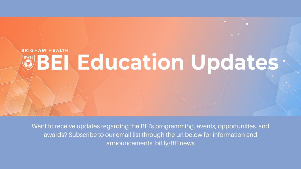 BrighamBEI's tweet photo. Check out our latest #BrighamBEI #MedEd newsletter! This newsletter provides updates and opportunities for members of the BWH education community to take advantage of.. #MedTwitter 

Check it out here: 
https://t.co/VdNce1rAHm

Subscribe to our email list: https://t.co/s8GFBQwggD https://t.co/LOLHqpPPzt