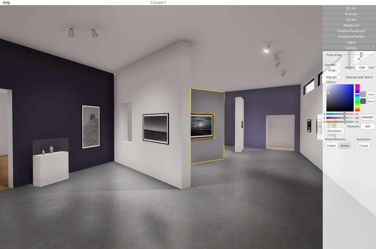 Experiment endlessly with exhibition wall colours before you even have to order the paint. Ortelia Curator supports RGB and Pantone colours, allowing you to test your artworks against wall colours.
ortelia.com/products/exhib…
#curator #exhibitionplanning #exhibitiondesign #artgallery