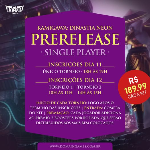 domaingames's tweet photo. Mais uma coleção de Magic está chegando e o prerelease de Kamigawa: Dinastia Neon acontece nos dias 11 e 12 em nossa loja! Na sexta, vai rolar torneio de Single Player e, no sábado, teremos torneios para Single Player e para Two Headed Giant. Vem curtir a nova coleção na Domain! https://t.co/m0rvNnwscK