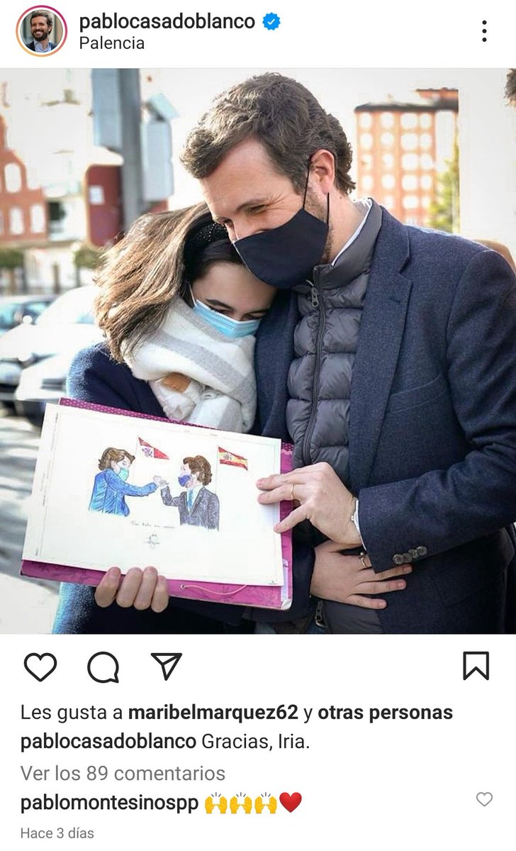 AlanBarrosoA's tweet photo. Casado y Mañueco han subido exactamente la misma foto, con la misma "niña" y el mismo dibujo a Instagram con dos días de diferencia. Es tan lamentable que hasta es divertido. https://t.co/csvQNRZfsb
