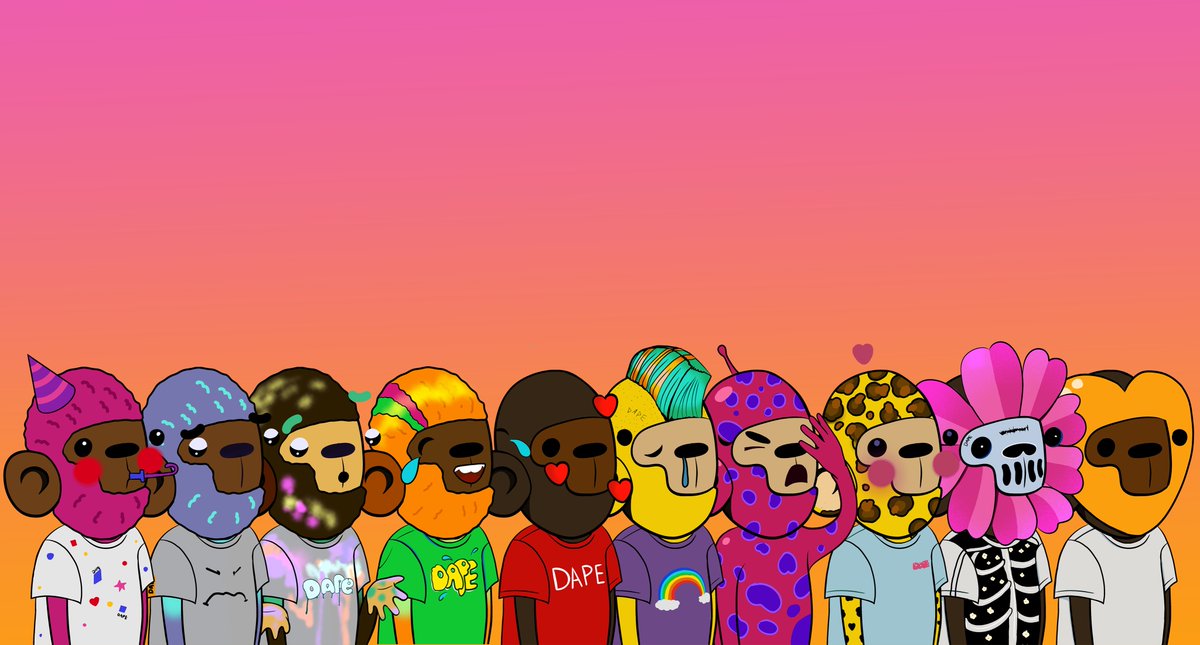 mindflovv's tweet photo. @dapenft Hi DAPE fam! Happy to introduce you my vision of DAPE fam in Metaverse. You can always use it as stickers in Discord and Telegram or as a banner in your social networks. https://t.co/fcYywCFjE1 https://t.co/nBwBupuk3G