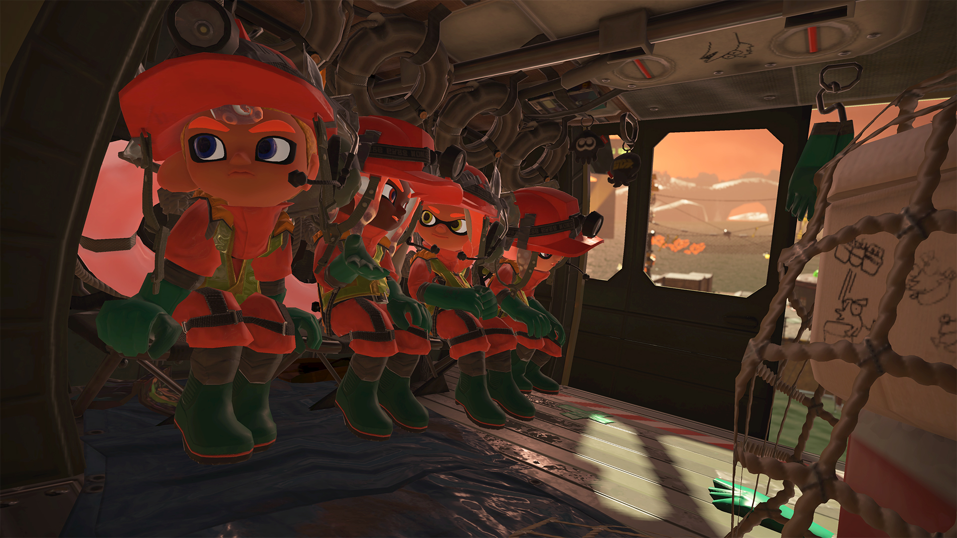 Splatoon スプラトゥーン なんと今回は 専用のヘリでバイトの現場に向かう クマサン商会はヘリが買えるほど儲かっているようだ ダイナミックに出勤し そのままスムーズに作業に取り掛かろう T Co 92ugy8uiek Twitter