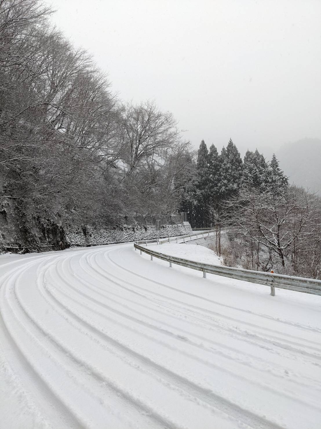 三峯神社 みつみねじんじゃ 朝から雪 既に積雪があり 夜まで降るとの予報です 走行にはスタッドレスタイヤ タイヤチェーン等の冬装備が必要なのはもちろんのこと 雪道は危険が伴いますので無理な御来山は御遠慮下さい 三峯神社 三峰神社 雪 道路