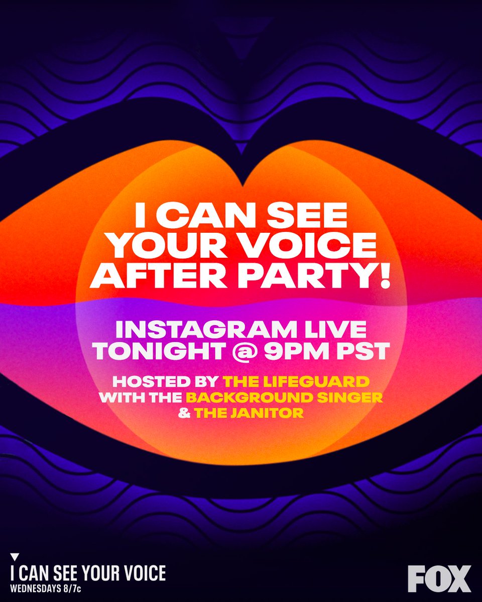 Don't miss the #ICanSeeYourVoice After Party hosted by <a href="/maeverley/">Maeve Riley</a> with two of our Secret Voices from this season, Background Singer aka <a href="/OfficialJRome/">J Rome</a> and Janitor! The fun starts at 9pm on Instagram Live.