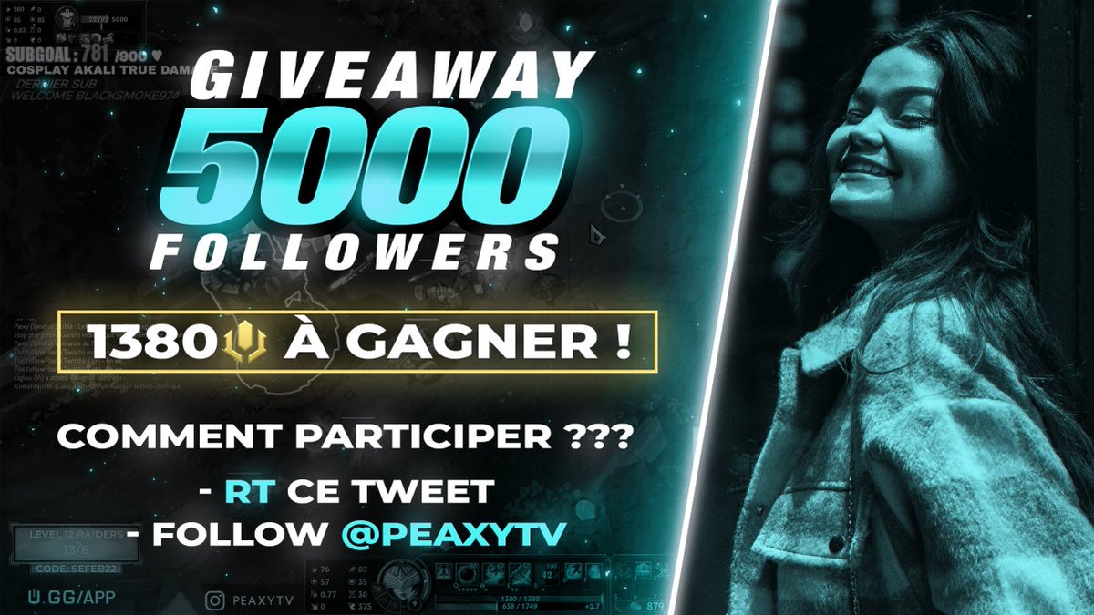 PeaxyTV's tweet photo. 🎉 5000 followers ! 🎉

Pour fêter ça je vous fais gagner un p'tit cadeau de 1380 RP, en espérant vous faire plaisir ! 

🔁 RT ce tweet 
✅ Follow @PeaxyTV 

Merci pour ça les potes, road to 10K now 👀 https://t.co/vBtQy88w8E