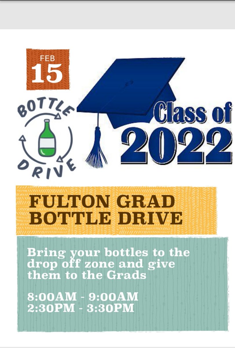 Please help support our 2022 Graduates by donating to the bottle drive on February 15th at Fulton @SD22Vernon