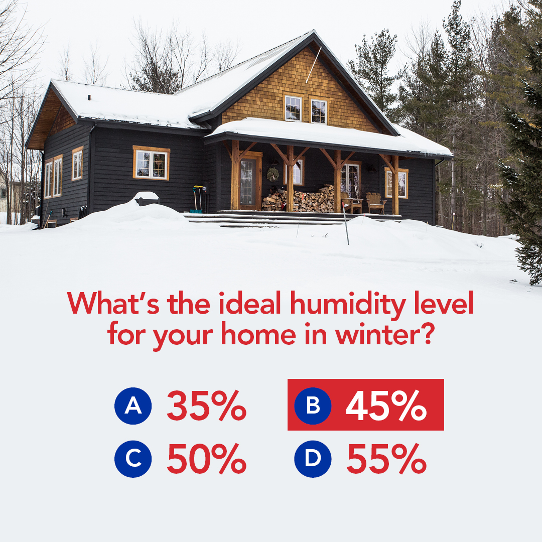 AireServ's tweet photo. 45% is the ideal humidity level for homes during winter. Did you answer our quiz correctly? Regulate your home's humidity with help from Aire Serv. #HVAC #WholeHomeHumidifier #IndoorAirQuality https://t.co/Xd7zoQri9L