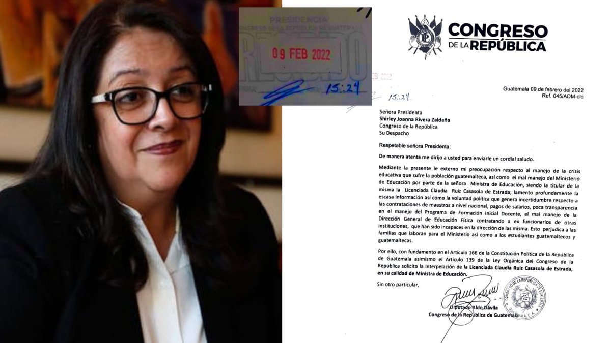 mespana_pl's tweet photo. Diputado @aldodavila_gt solicita la interpelación de la ministra de Educación Claudia Ruiz Casasola argumentada en la incertidumbre por la contratación de maestros, la poca transparencia del programa FID y los desórdenes administrativos de la Digef

@prensa_libre https://t.co/3aQ31pyqff
