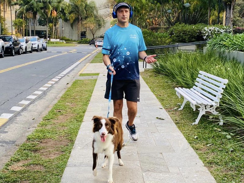 Laercioabq's tweet photo. @WeAreCisco My best friend Tobias is a truly #CiscoPets. He is with me for many pleasant adventure as well as always listening to all my anywhere office meetings - and I think he really enjoys the outdoor ones 😄 https://t.co/7XyV9QJguV