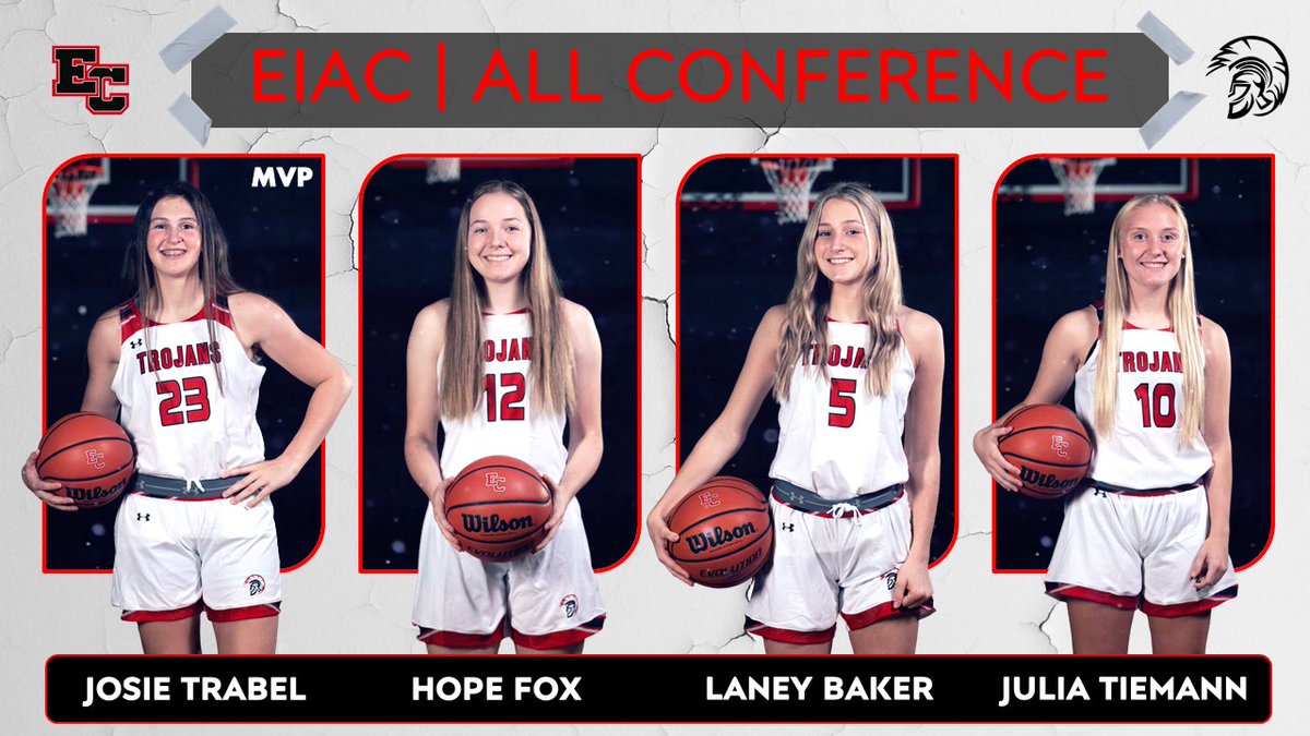 Huge Congrats to our (4) all conference selections, including conference MVP, Josie Trabel !!

EC Trojan all conference selections:

Jr. Josie Trabel (MVP)
Sr. Hope Fox
Jr. Laney Baker
Jr. Julia Tiemann

#TrojanPride