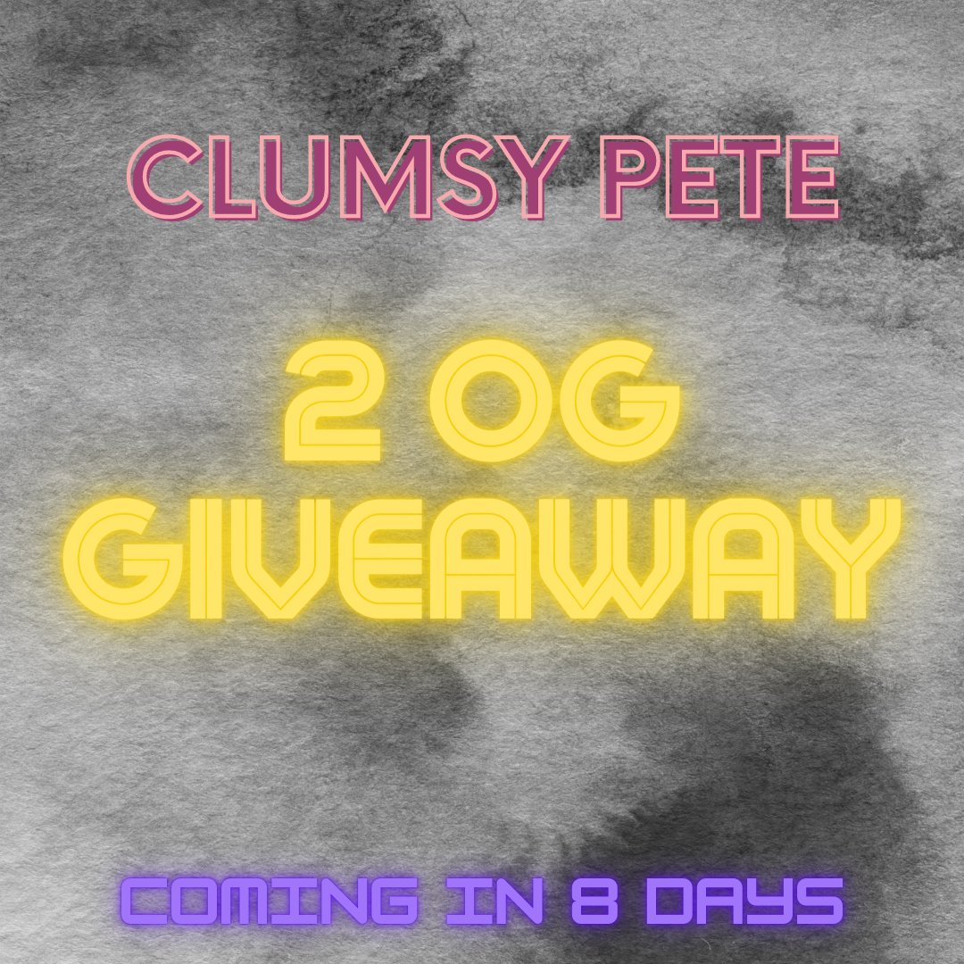 2 OG spots giveaway to those who:

1⃣ like and rt
2⃣ follow <a href="/ClumsyPeteNFT/">Clumsy Pete</a>
3⃣ tag 3 friends 

Giveaway ends in 8 hours.