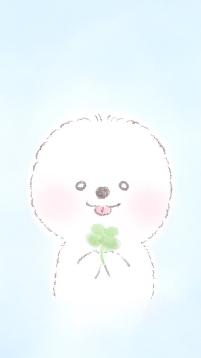 #しろまるパピコ さんの #しろまる ちゃんの待ち受けイラストを描かせて頂きました🍀フワフワの毛でにっこり笑顔のお写真見せてもらえたのもとっても嬉しかったです💓