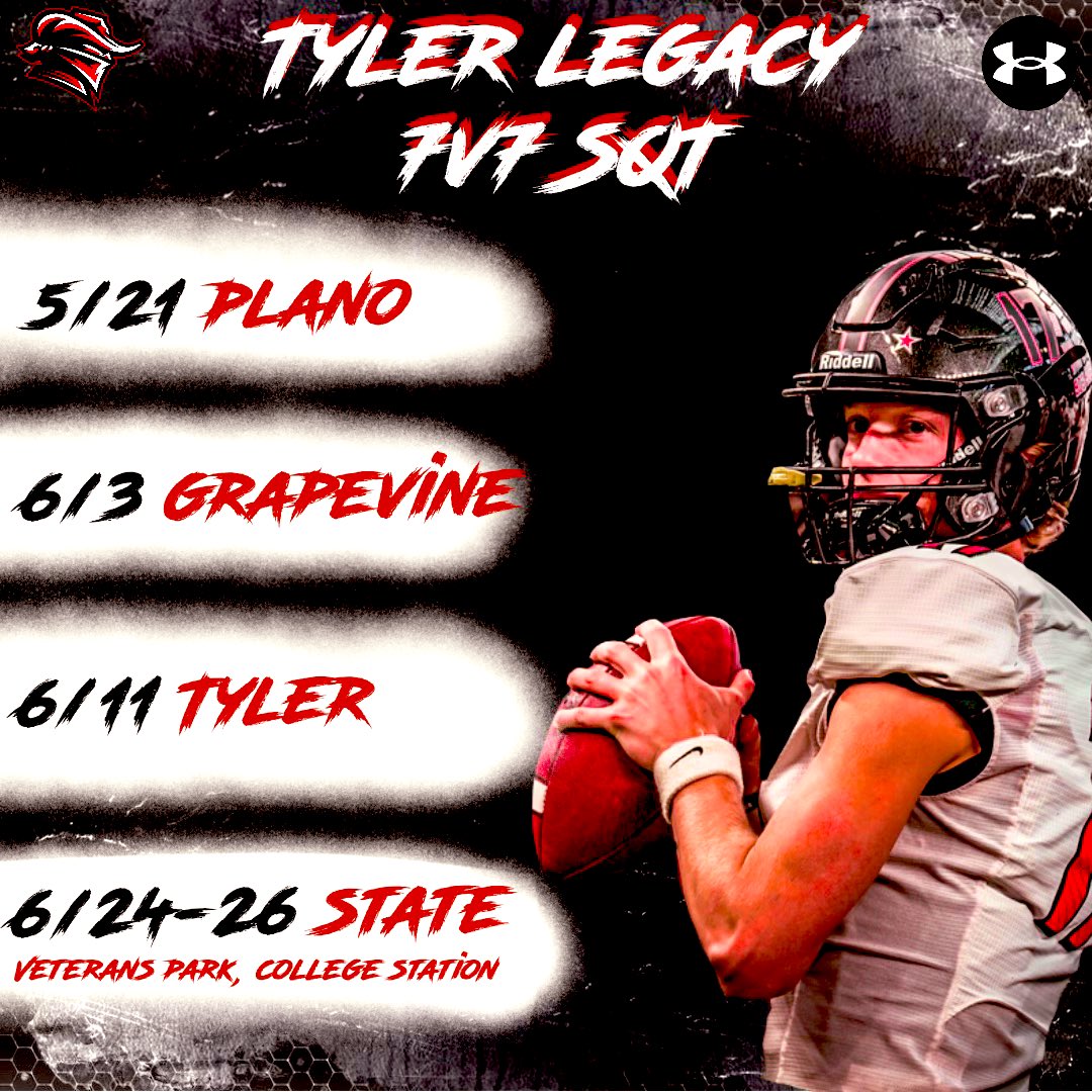 TylerLegacyFB's tweet photo. 2022 @TylerLegacyFB 7v7 SQT schedule! Let it fly! #SpringIt🔺#TEAM22🔺 https://t.co/vNK19k2a7u