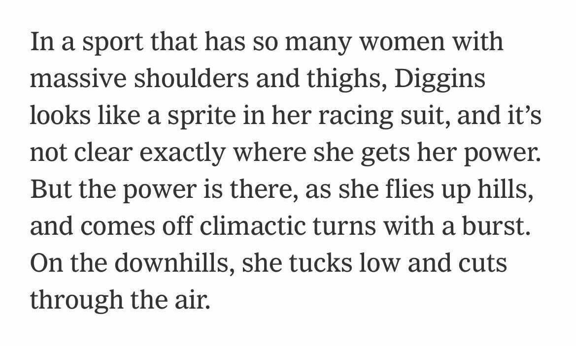 Hey, <a href="/nytimes/">The New York Times</a> and <a href="/MattFutterman/">Matt Futterman</a> do better. 
Did you miss the memo that women’s sports are about more than just their bodies? 
Did you miss the part where Jessie is an outspoken survivor of an ED and spokesperson for the <a href="/EmilyProgram/">The Emily Program</a> ?