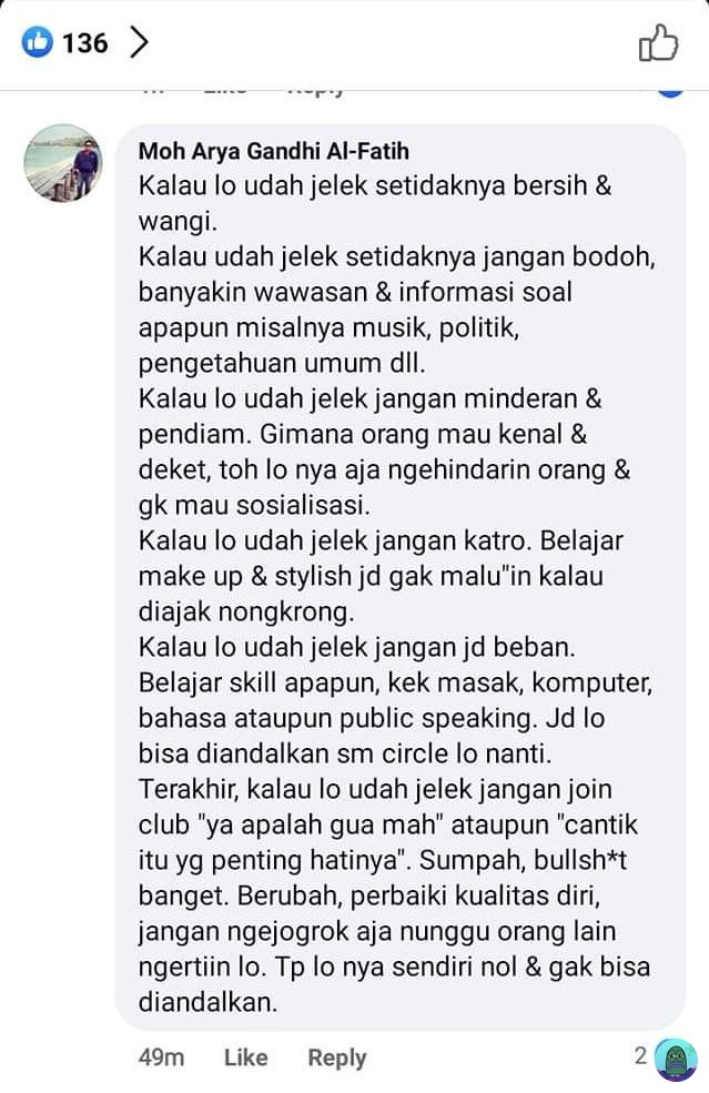 tanyakanrl's tweet photo. Pesan untuk orang jelek yang patut disebarkan. Semoga pagi ini bisa mulai perbaikan kualitas diri. 💚 https://t.co/bg5EnHCHDr