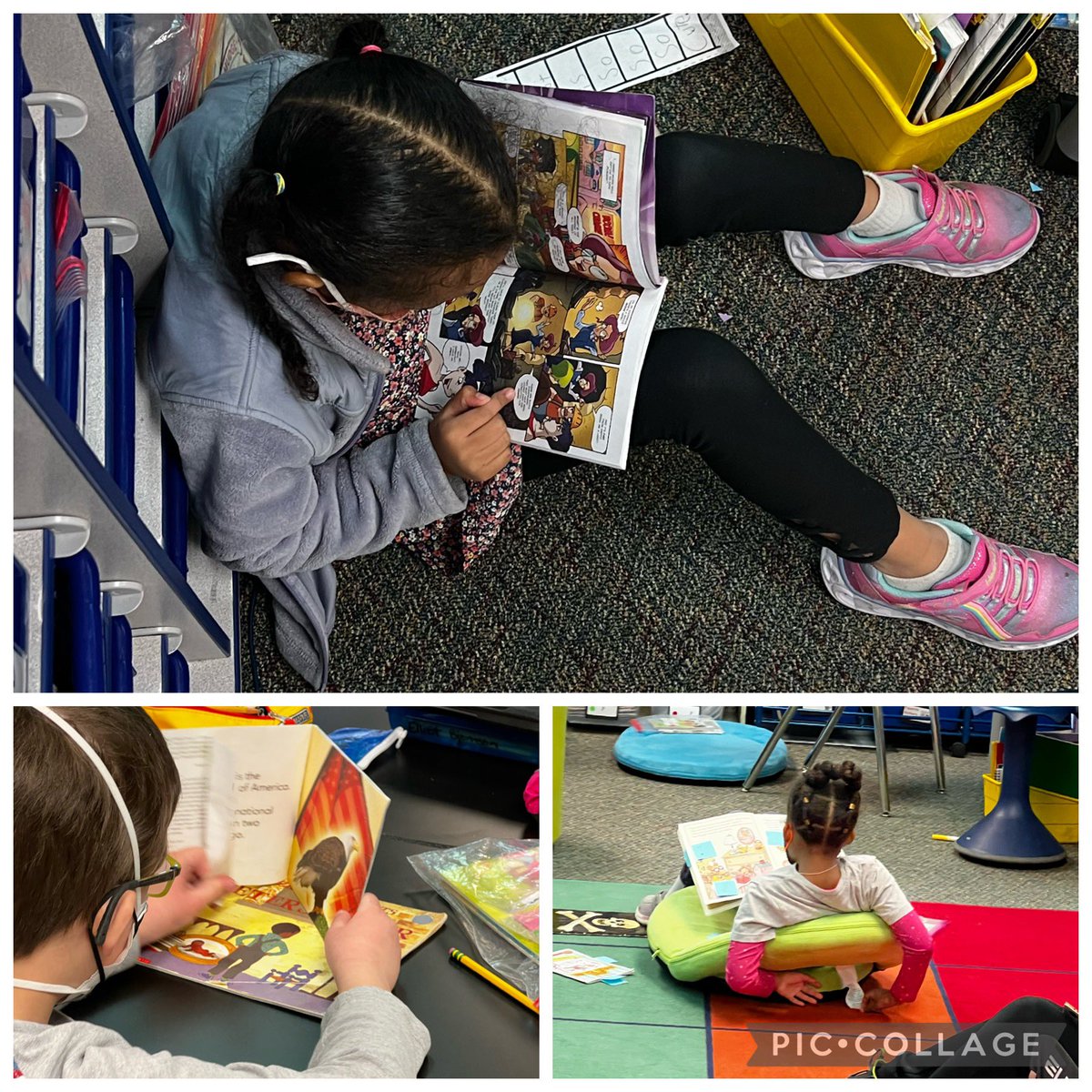 WerlingerTova's tweet photo. This 1st grade learning community in @liztaylor04 class settled into a cozy spot and into a book during #IDR time. Building independence as readers one book at a time! @CollabClassroom #BeingAReader https://t.co/iGhwQCvBgL