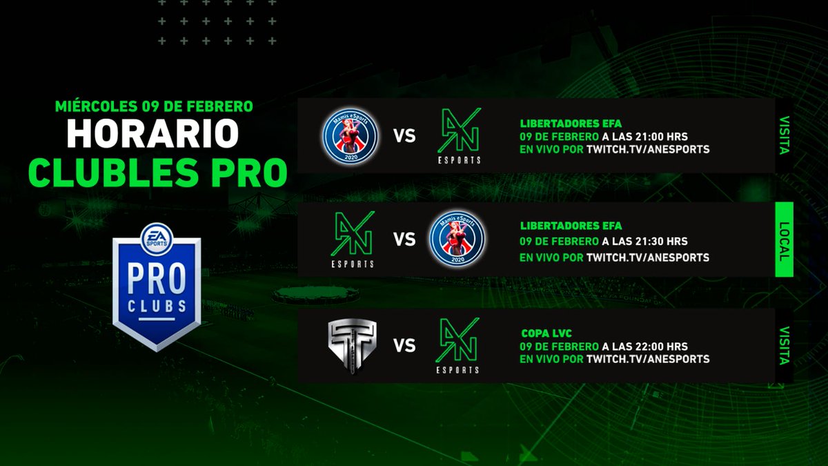 esports_an's tweet photo. Hoy 9 PM enfrentaremos a @mamisesports en la #CopaLibertadores de @efaesports_ en #FIFA 💥😱
.
Estamos felices y preparados para darlo todo en la cancha. Sigue el partido en nuestro canal de Twitch 📺https://t.co/Tf4JAePQDk

#VamosNacional #ANEsports #VamosVerdes 🟢⚪ https://t.co/MqIf84TU9F