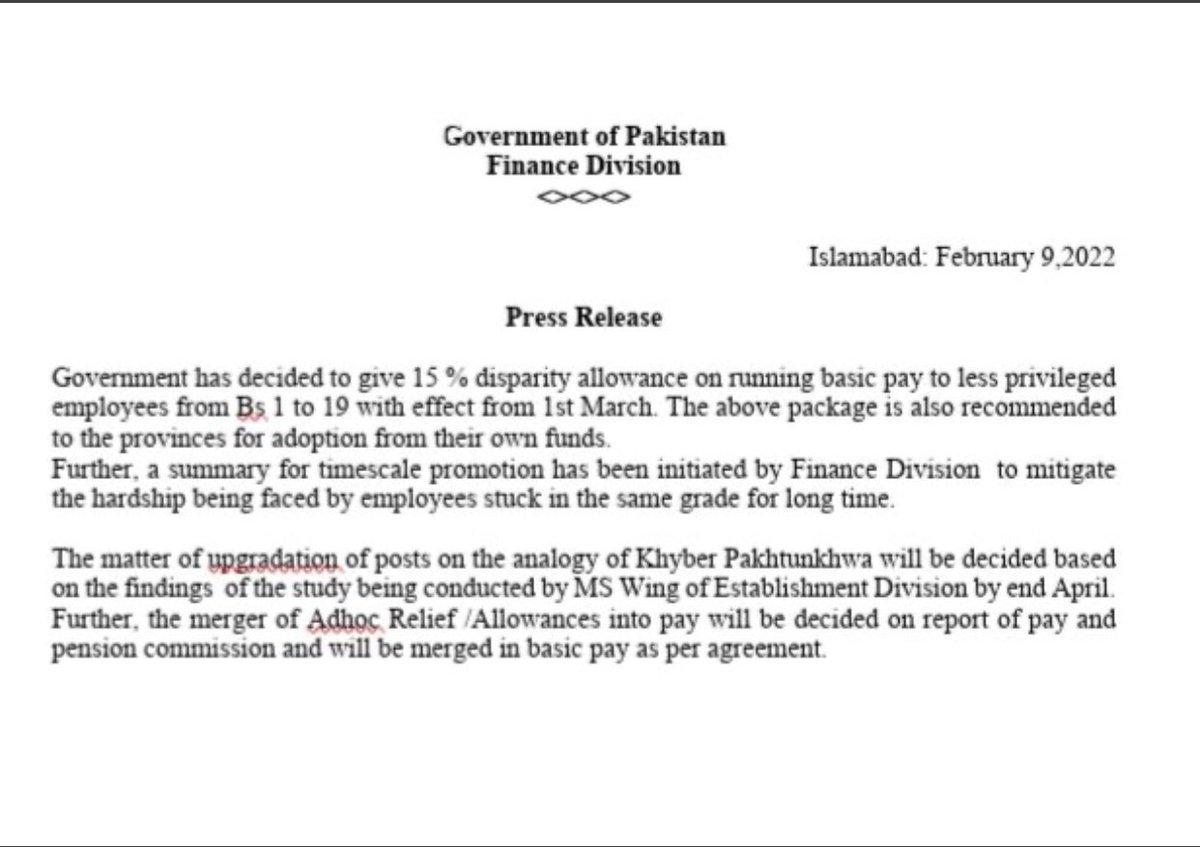 Despite Corona's hardships &amp; economic difficulties, The Government of Pakistan decided to increase the salaries of Government employees for the third time in a year.
Notification issued !
With each passing day, Pakistan is moving towards a welfare state !
#PakistanMovingForward