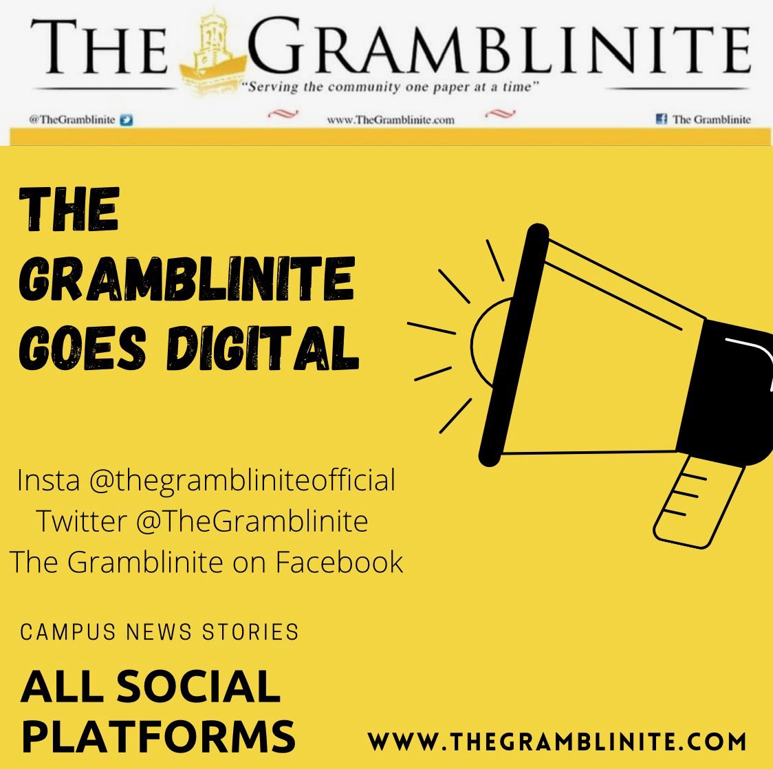 WhoadyDoesItAll's tweet photo. #Gramfam we are officially going digital for the foreseeable future. All @TheGramblinite news can be accessed online 🗞🐯 https://t.co/Xj4rO07GxH