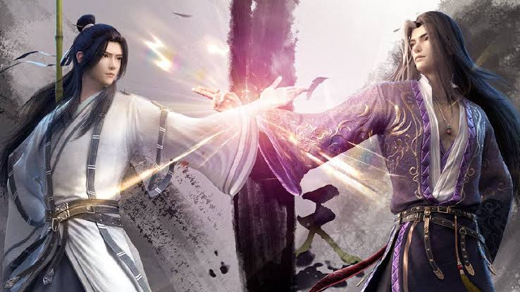 Китаец арт фэнтези. Китайская девушка с воином фэнтези. Дунхуа портрет цзянху. Неукротимый: повелитель чэньцин. Сяо ву боевой континент арт.