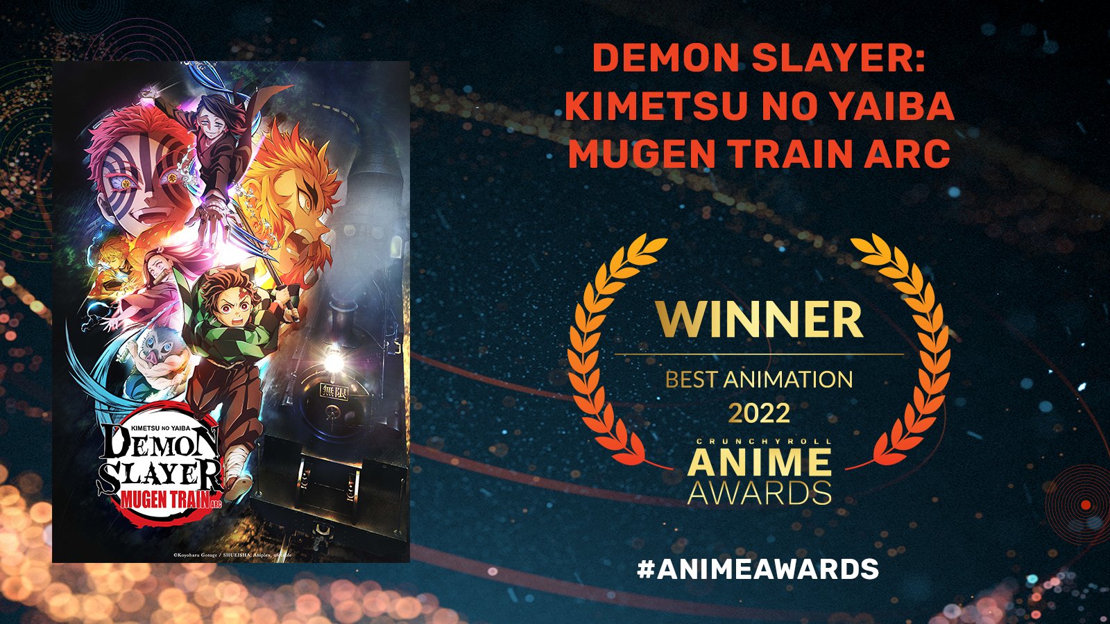 The Anime Awards on X: Demon Slayer: Kimetsu no Yaiba Mugen Train Arc  (@DemonSlayerUSA) takes the title of Best Animation in this year's  #AnimeAwards! Congratulations! 🏆 Full list of winners:    /