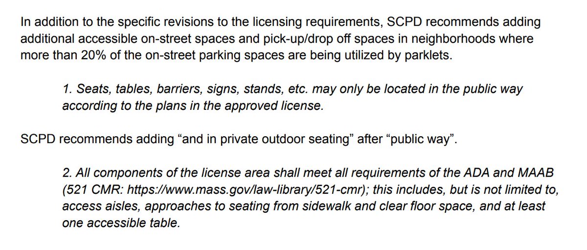 There we go. There were two that didn't make the cut: (a) increase the number of accessible spaces that are usefully near a licensee.That one is not in the purview of the licensing process. Right. Still. Yes? Just a yes will do.32/?
