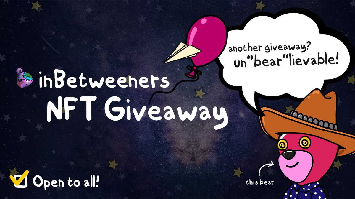 ⭐️Bear Giveaway⭐️
Our first public bear giveaway is here &amp; we want to give everyone a chance to enter to win a bear!

To enter👇

1. Like + RT
2. Follow @inbetweenersnft &amp; @gianpierotweet
3. Join our discord discord.gg/inbetweeners

Winner announced in 48hrs!