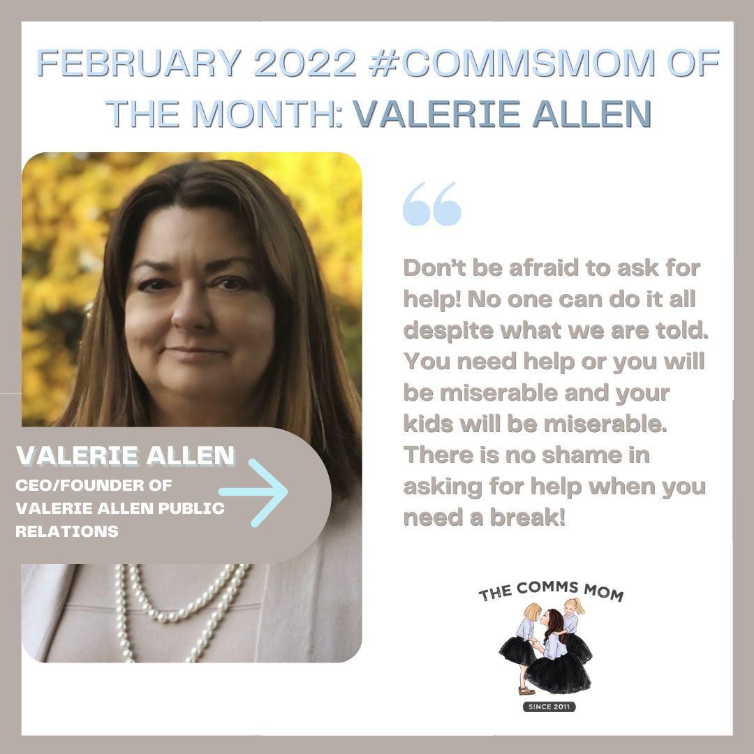 valerieallenpr's tweet photo. Our Founder and CEO, Valerie Allen, is honored to be The Comms Mom Blog's #CommsMom of the month! @ValerieAllen https://t.co/xVZ5kPKmcD https://t.co/hpfBT2Y4OM