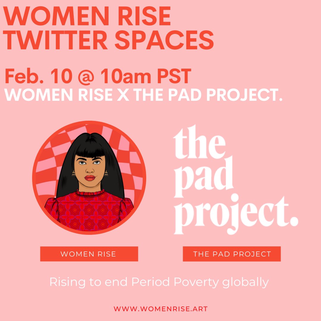 Women Rise (@womenrisenft) on Twitter photo Tomorrow we are in conversation with the team of <a href="/ThePadProject1/">The Pad Project</a> ! An amazing organisation we have contributed to and have partnered with as they work to eliminate period poverty✊🏽!
Having worked with The Pad Project in the past, this is extra special ❤️
x.com/i/spaces/1dRKZ… Tomorrow we are in conversation with the team of <a href="/ThePadProject1/">The Pad Project</a> ! An amazing organisation we have contributed to and have partnered with as they work to eliminate period poverty✊🏽!
Having worked with The Pad Project in the past, this is extra special ❤️
x.com/i/spaces/1dRKZ…