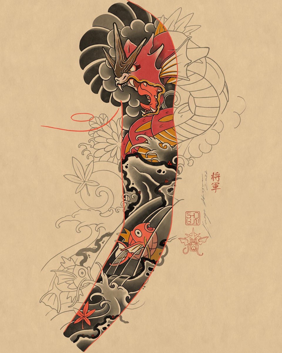 diegoshogunn's tweet photo. Esse desenho tem um significado muito forte pra mim, pois desde 2019 eu tive um estalo, sobre o que o caminho que eu queria seguir na tatuagem. 
"A carpa que alcançasse o topo, transformar-se-ia num Dragão."
Ainda sou carpa.

Game: Pokemon https://t.co/25WBfV9j5J