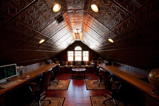 B1un7's tweet photo. @NathanFillion Looking at your room, I love the style.  Made me think of @edskoudis and his secret office!  Seriously, if you have never seen this cyber security pro’s space, take a look!  Steampunk and hidden rooms!  

https://t.co/lBaTqxg1CO https://t.co/vDSrRuErLF