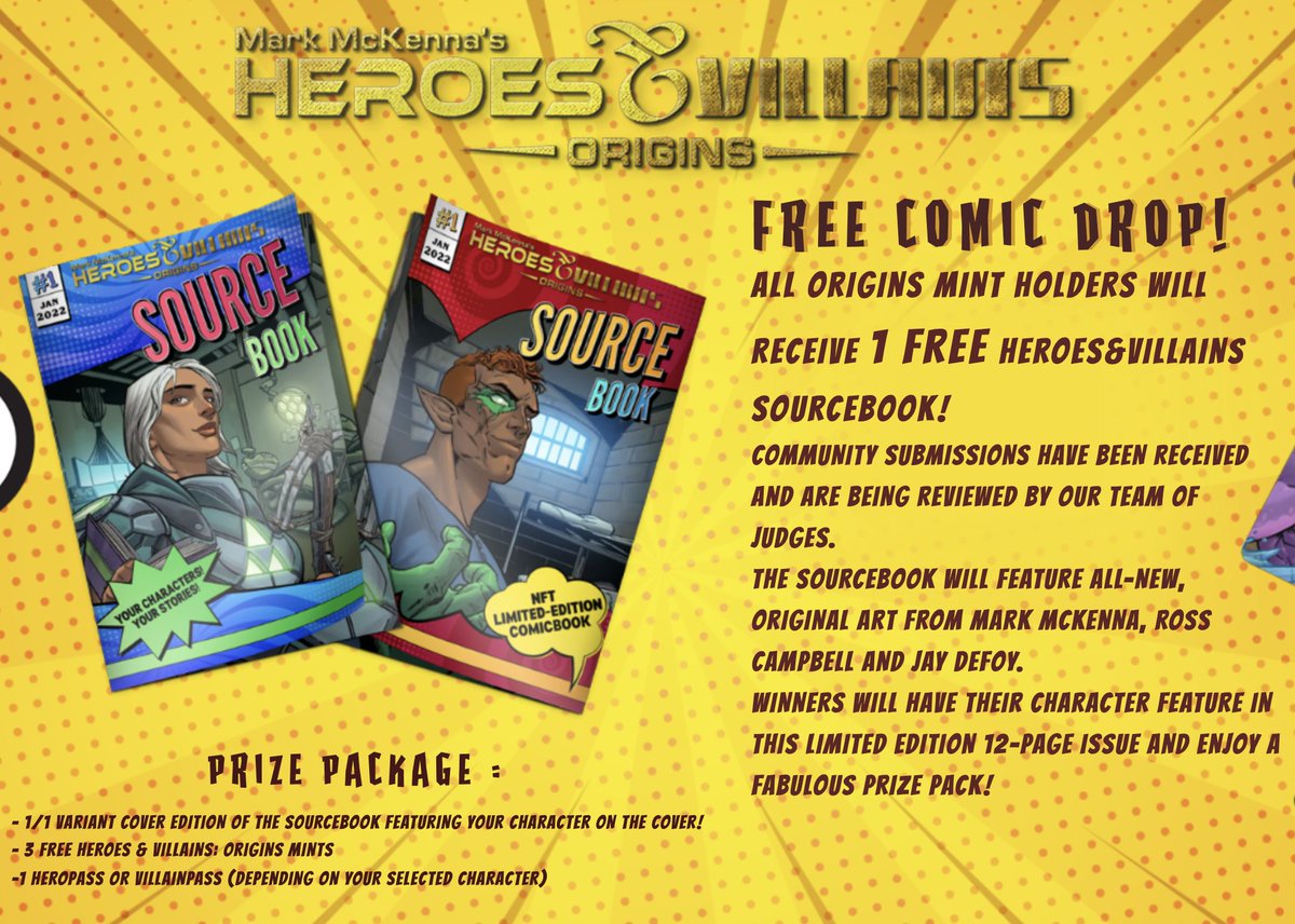 NPcoin (@_npcoin_) on Twitter photo <a href="/HV_Origins/">Mark McKenna's Heroes & Villains (NFT, P2E)</a> 1st edition #nft #comicbook airdrop alert. 3 variant Covers for holders of multiple h&v's. Plus holders of Hero/Villain pass receive a Pass variant Cover as well. This project rewards its members.
#Marvel #DC #SolanaNFTs #comics #HVOrigins <a href="/HV_Origins/">Mark McKenna's Heroes & Villains (NFT, P2E)</a> 1st edition #nft #comicbook airdrop alert. 3 variant Covers for holders of multiple h&v's. Plus holders of Hero/Villain pass receive a Pass variant Cover as well. This project rewards its members.
#Marvel #DC #SolanaNFTs #comics #HVOrigins
