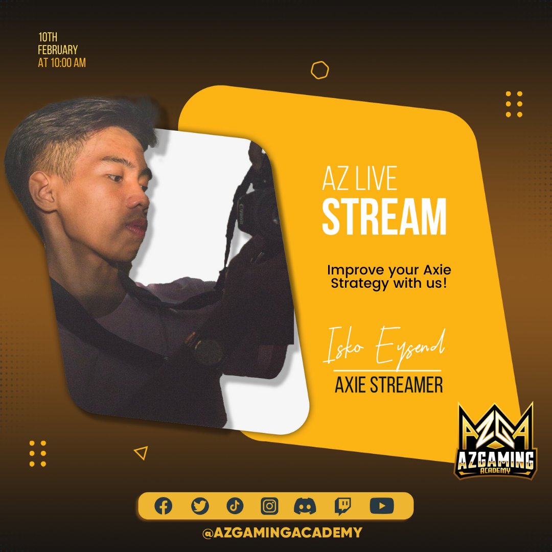 azgamingacademy's tweet photo. 𝐖𝐄 𝐇𝐀𝐕𝐄 𝐀 𝐑𝐄𝐈𝐍𝐅𝐎𝐑𝐂𝐄𝐌𝐄𝐍𝐓 🙌🏻

Let's formally welcome Isko Eysend as part of our growing community by supporting him to his Facebook livestream today at 10:00 AM! 🤩
—ISKO JV
Credits to Iska Ping for the template.

#AZgamingacademy
#AZgamingisko
#AxieInfinity https://t.co/nXVHHccwk9