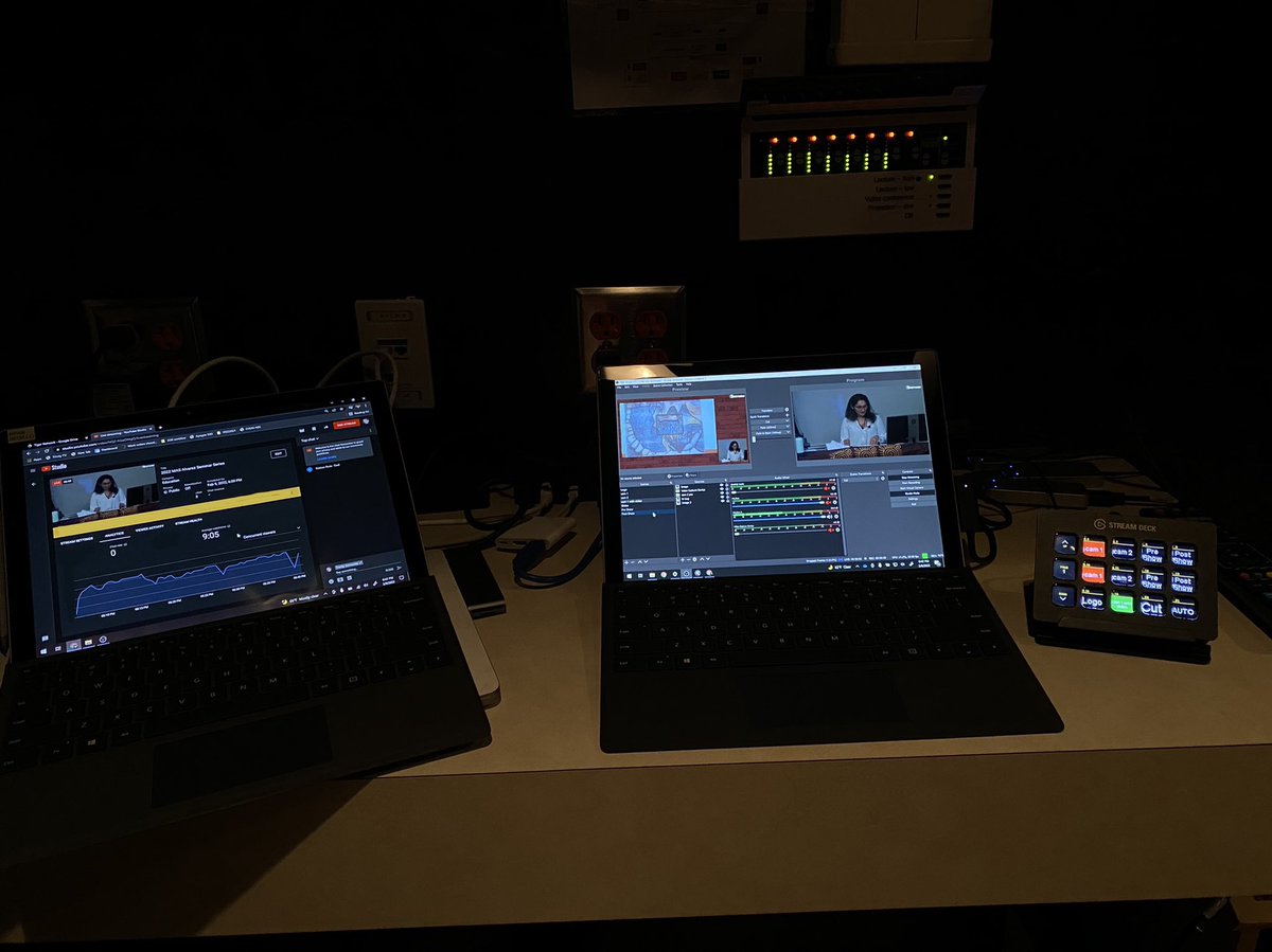 Live streaming a lecture tonight! Love using the stream deck to call up scenes and take them. #tigernetwork