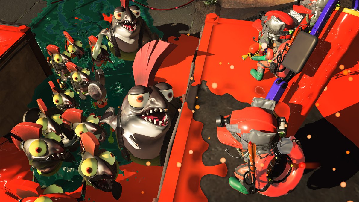 Splatoon3News's tweet photo. New Splatoon 3 screenshots and artwork from Salmon Run Next Wave. https://t.co/aNNjs4cH1Q