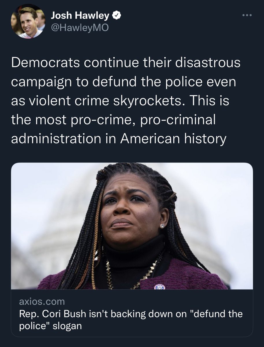 CoriBush's tweet photo. When Josh Hawley was Missouri AG, he refused to charge the jail guards who murdered Tory Sanders, a Black man, by kneeling on his neck.

Not an insurrectionist coming for me like he knows how to keep us safe when he let someone who looked like me get murdered without consequence. https://t.co/5NBlKJrQJt